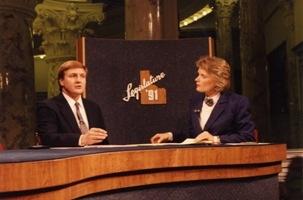 Roger Fuhrman and Barbara Pullingon the set at the Capitol in 1991