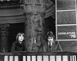 Jean McNeil and Sid Sprecher on the set at the Capitol in 1977