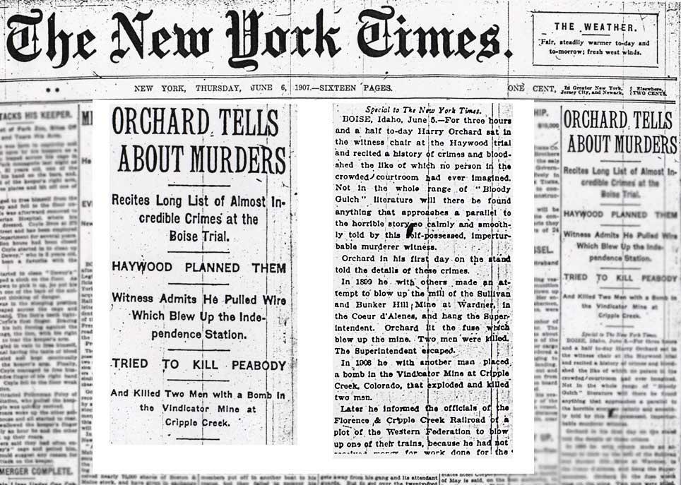 NEW YORK TIMES - ORCHARD TELLS ABOUT MURDERS