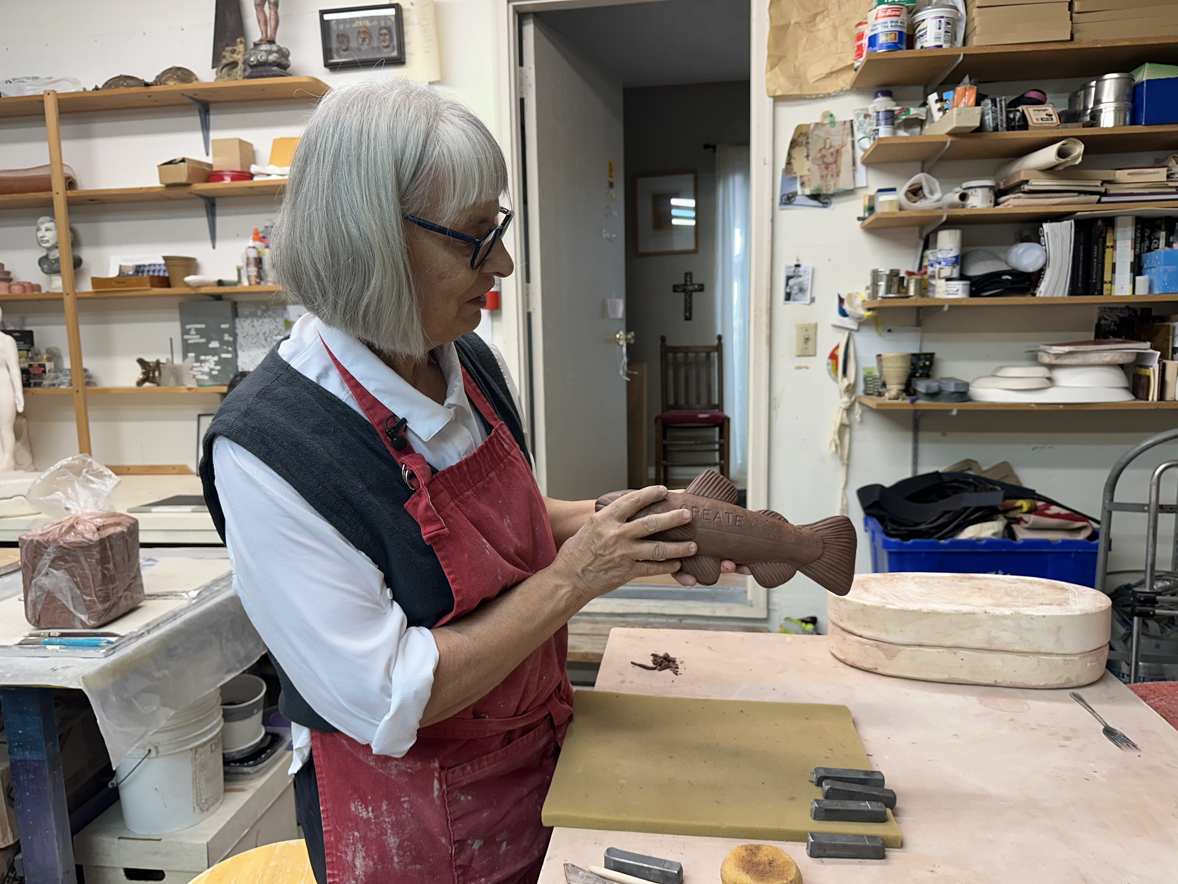 Lysohir working in her studio