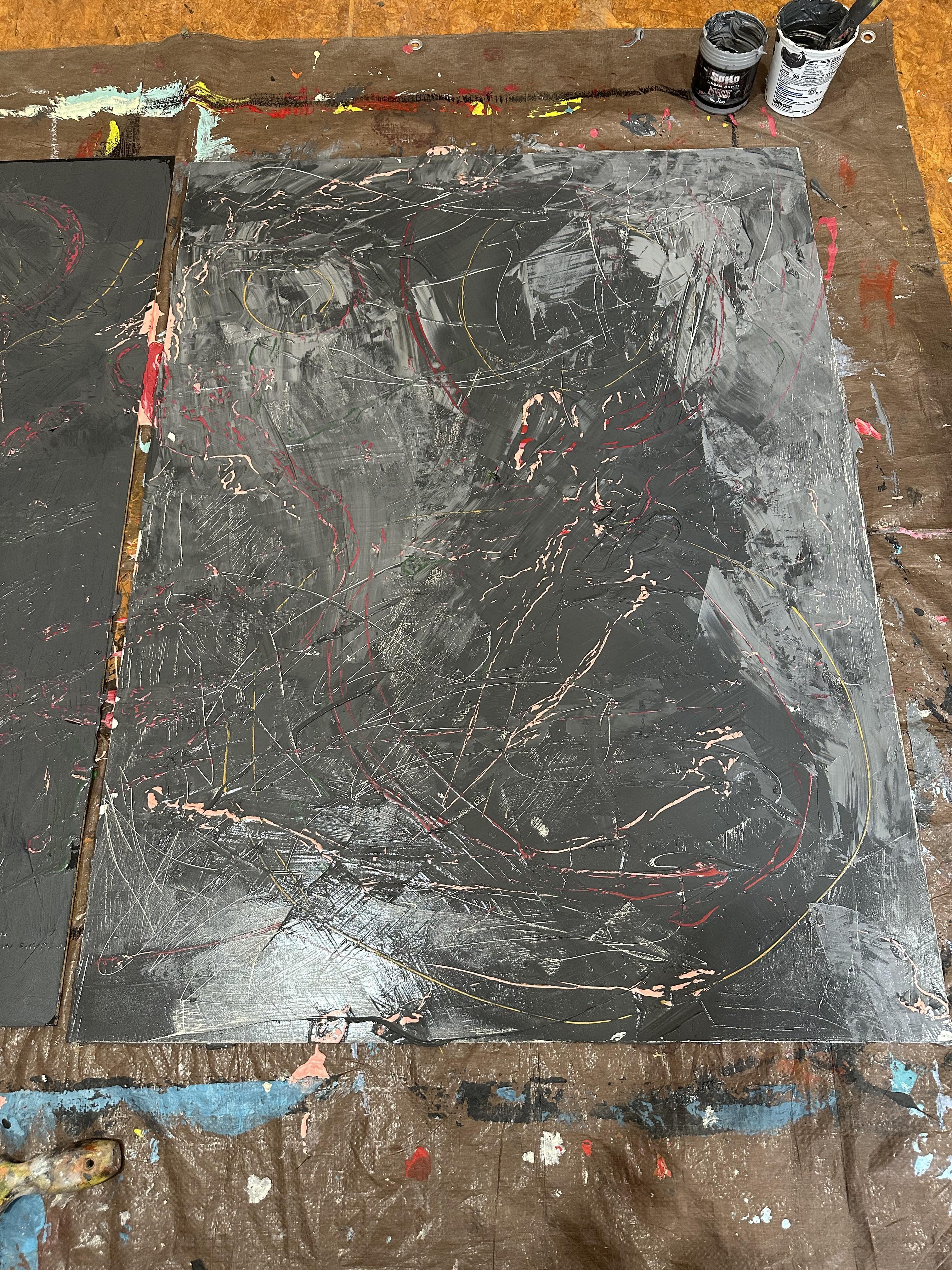 One of Gail Siegel’s paintings in process
