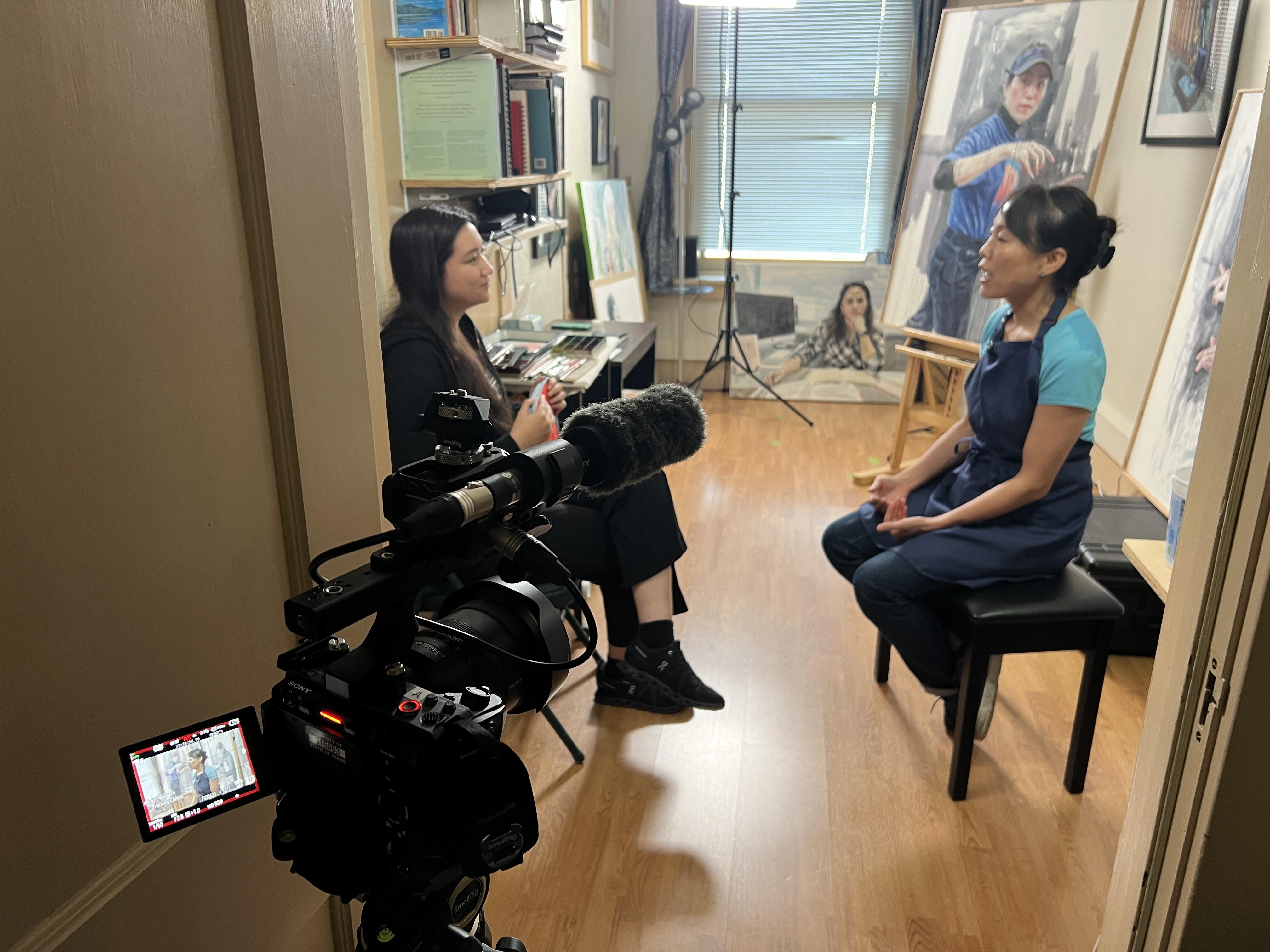 Hallie Maxwell interviewing Yidan Guo