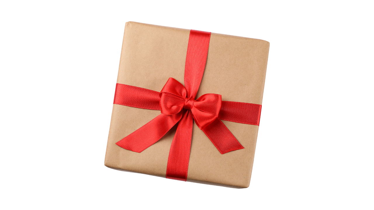 Gift box with a red ribbon
