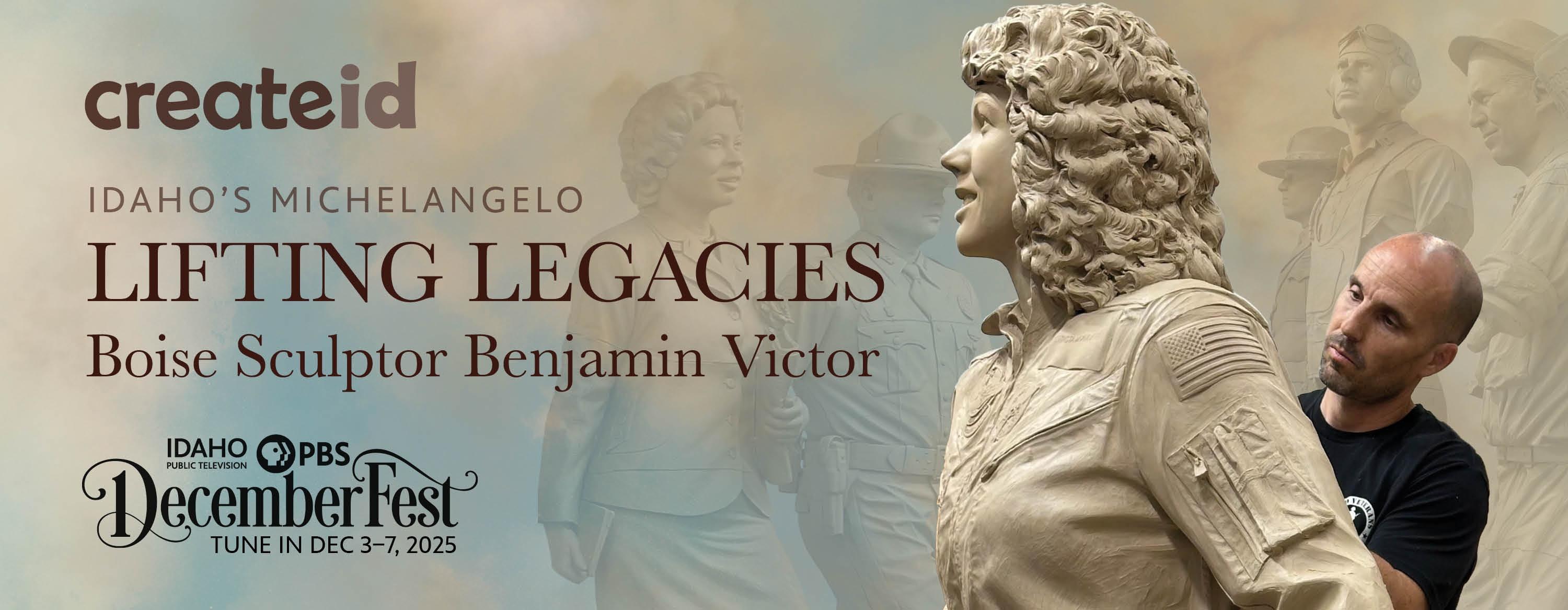 A sculptor works on a sculpture of a woman