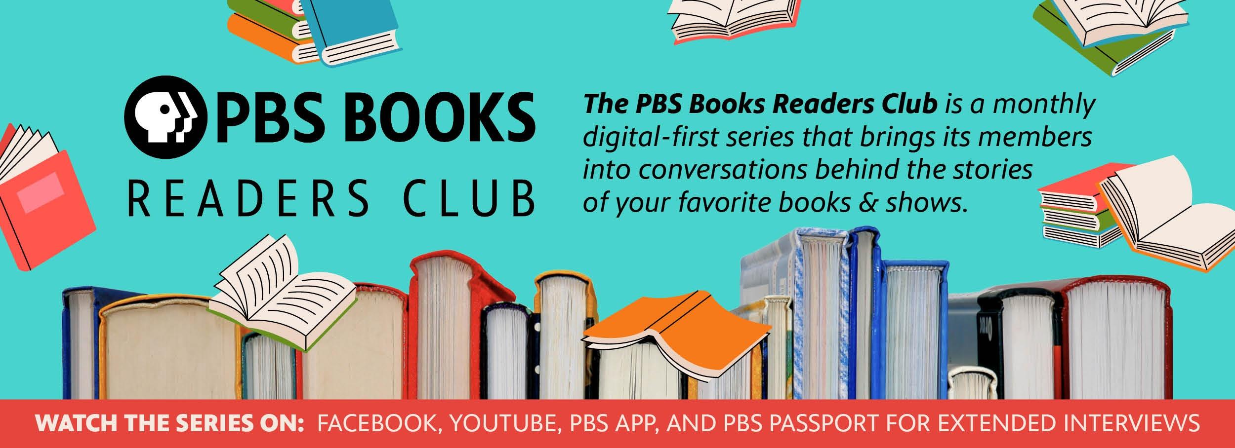 PBS Books Readers Club logo with flying books