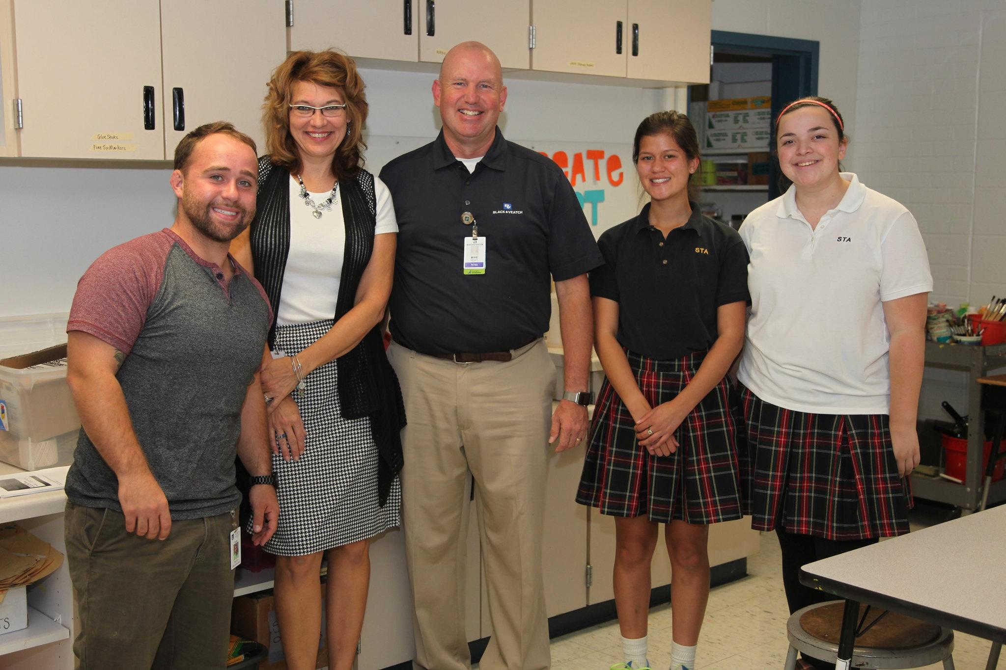 Travis Greenwood, Kim Hurley, Mike Kelly, Sarah Cigas and Maddie Rubalcava worked with 5th graders at Briarcliff Elementary 