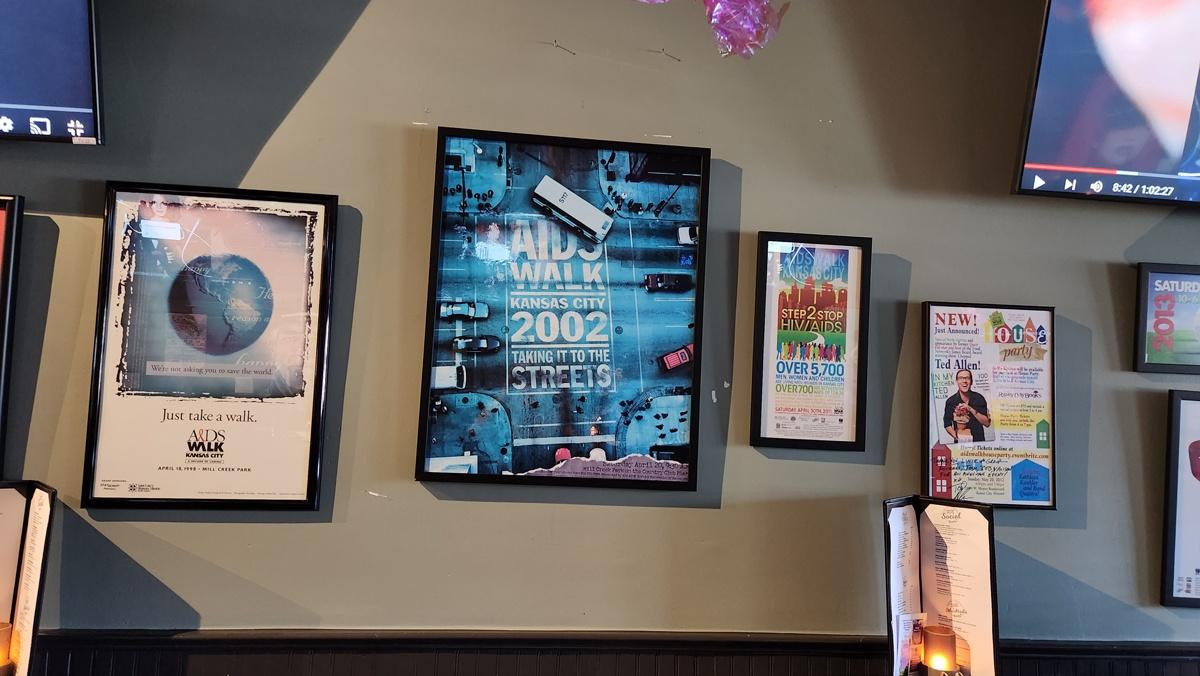 Posters on display at Gaels Public House & Sports in Kansas City.