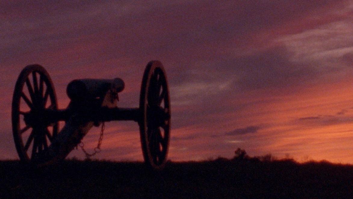 Civil War Canon at sunset