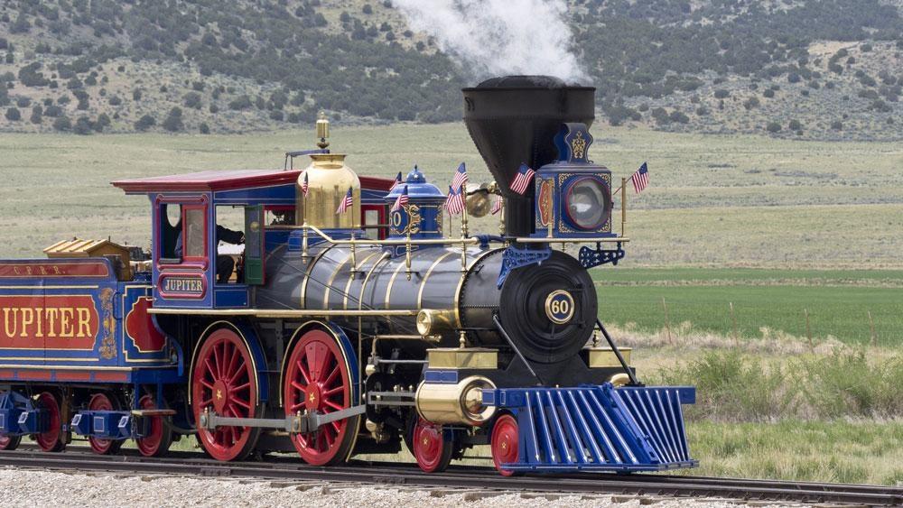 Historic steam locomotive on the tracks
