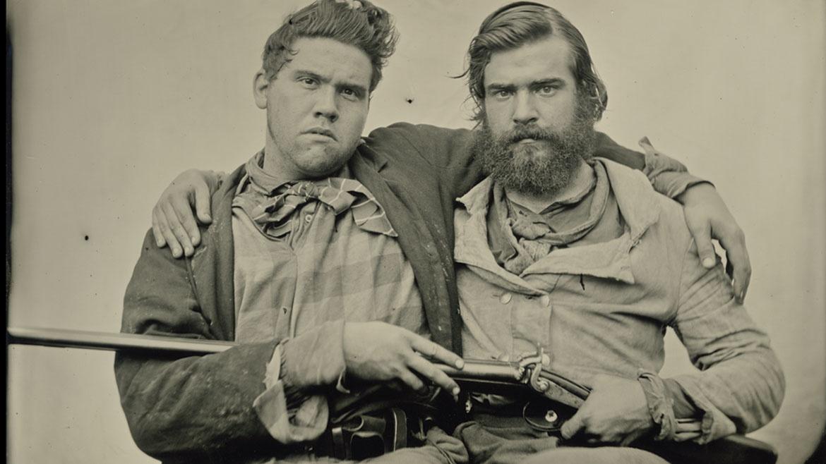 Two Men with Rifle - Wetplate Image