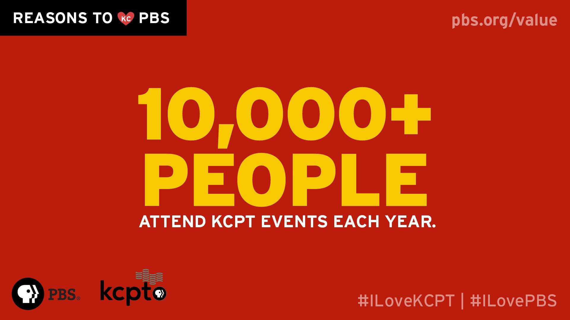 10,000+people attend KCPT events each year.