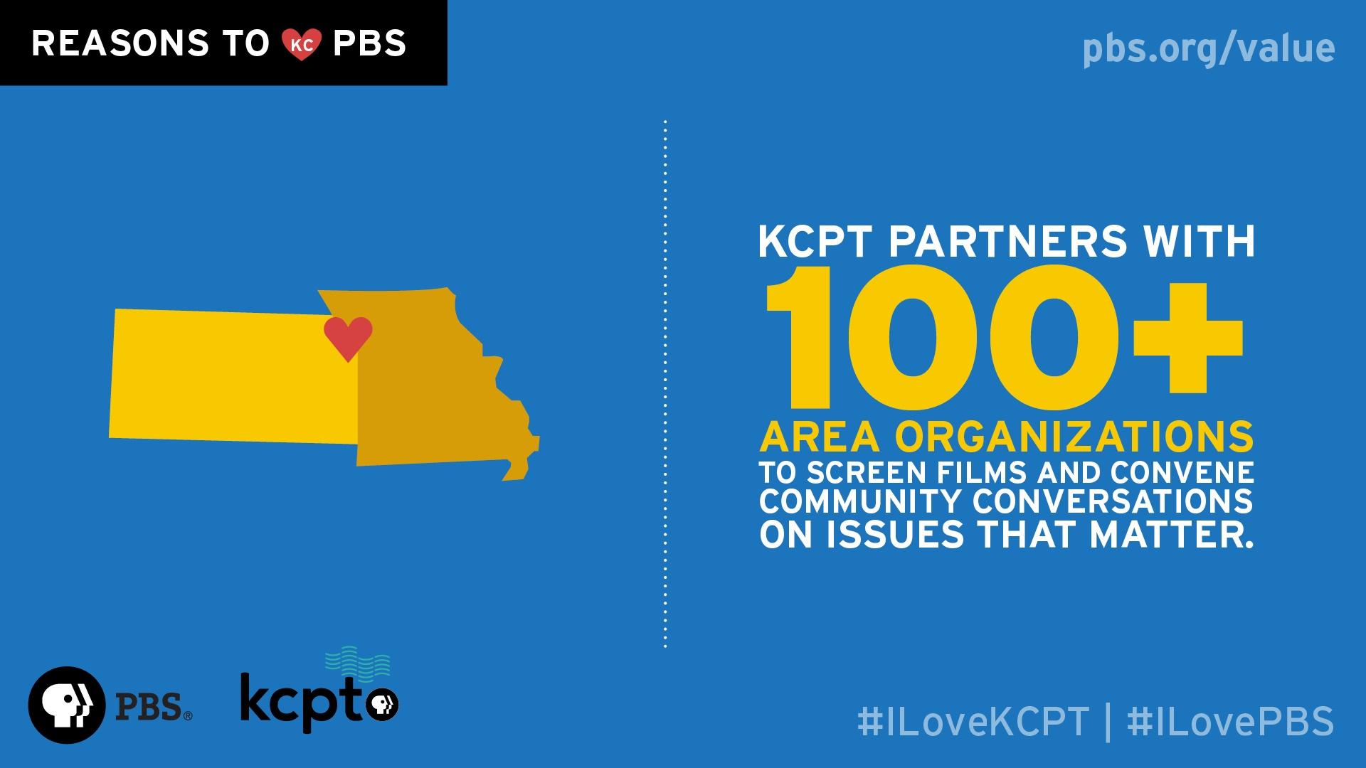 KCPT partners with 100+ area organizations to screen films and convene community conversations on issues that matter.