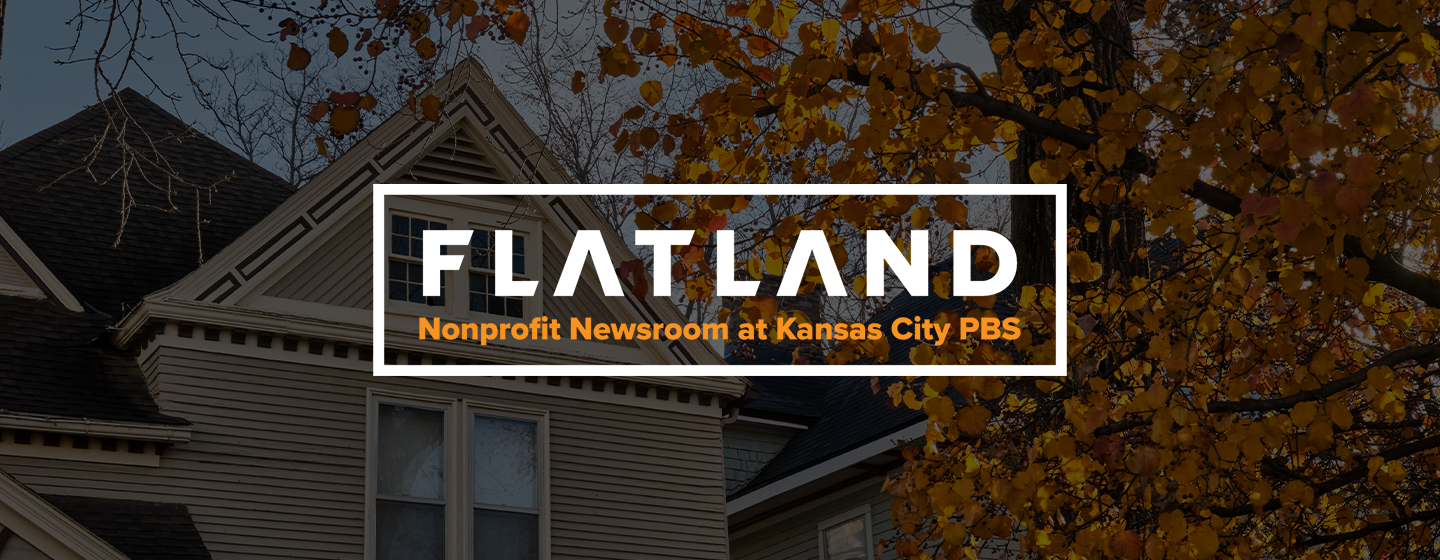 House with Flatland logo "Flatland Nonprofit Newsroom at Kansas City PBS"