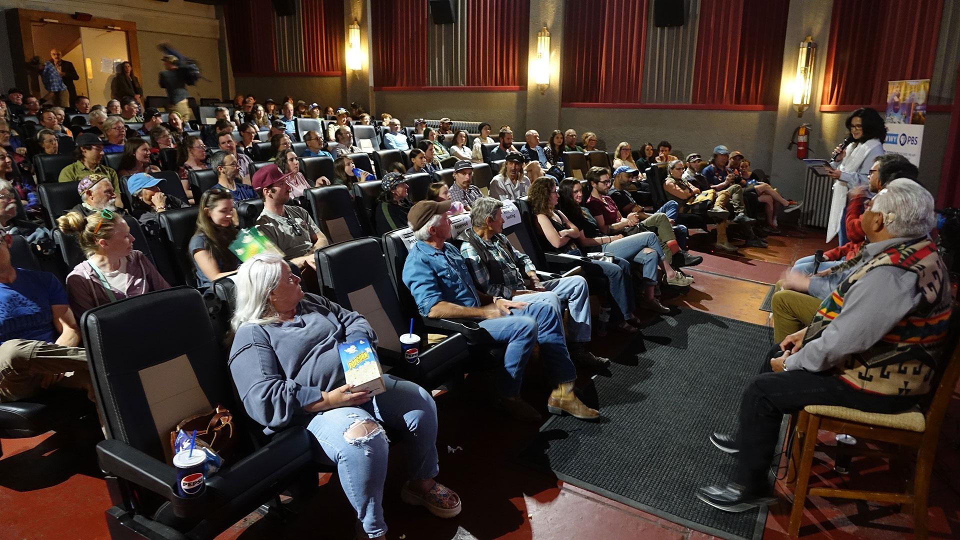 A panel discussion after a screening of the WY PBS original film "Headwinds" at the Grand Theater in Lander.