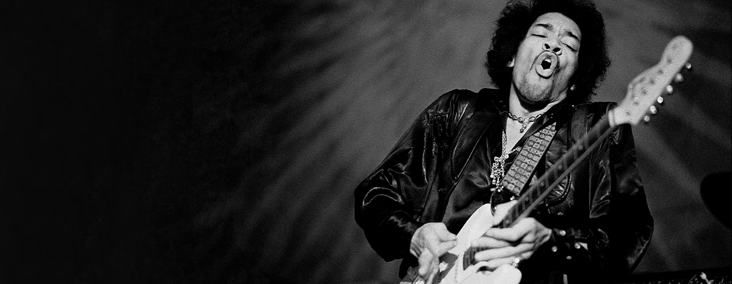 Jimi Hendrix playing guitar