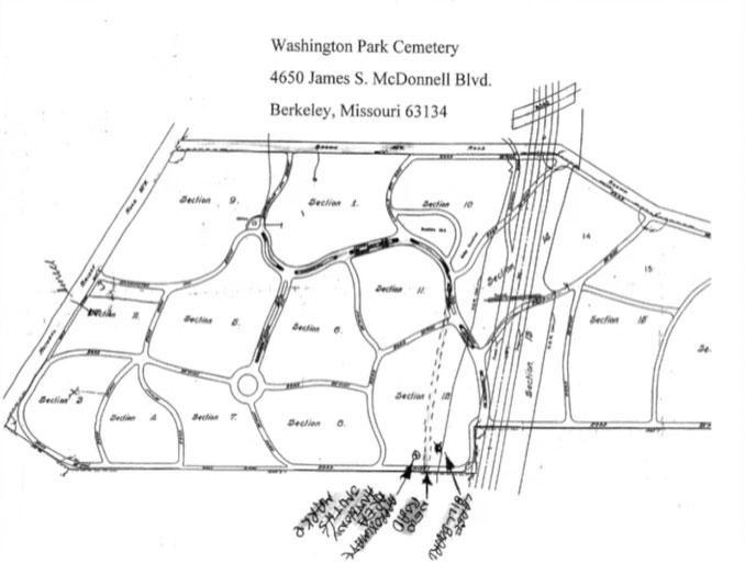 Current Washington Park Cemetery Map