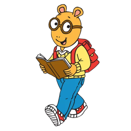 Arthur with book and backpack