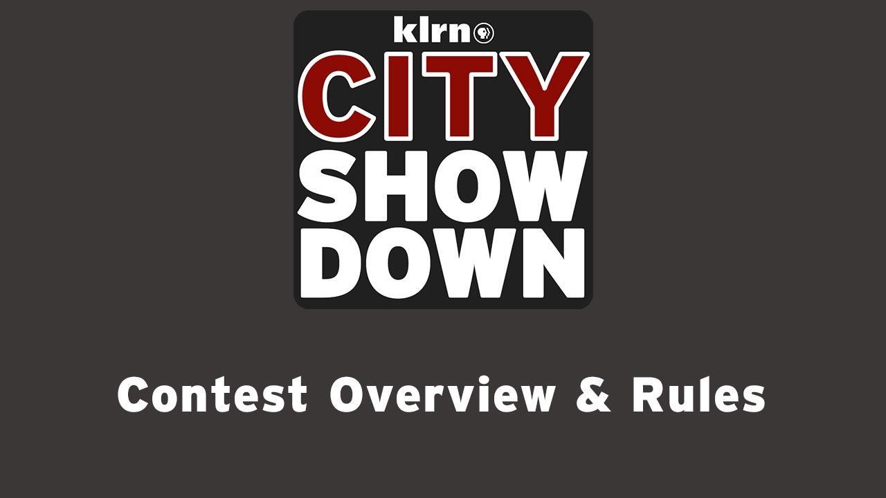 City Showdown logo with white text beneath "Contest Overview & Rules"
