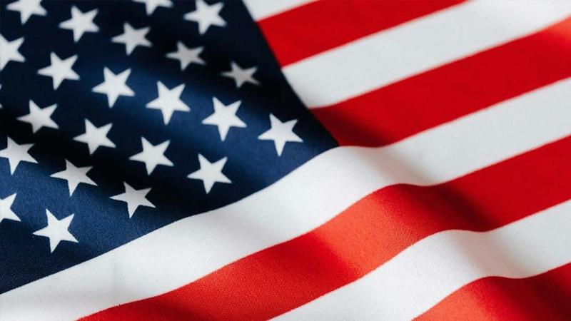 close-up of U.S. flag rippling in wind