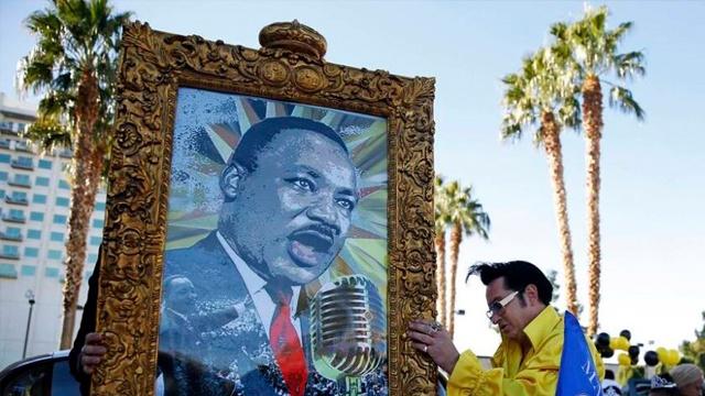 Martin Luther King Jr. painting with Elvis impersonator