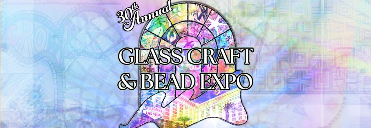 30th Annual Glass Craft & Bead Expo logo against a pastel multi-colored background