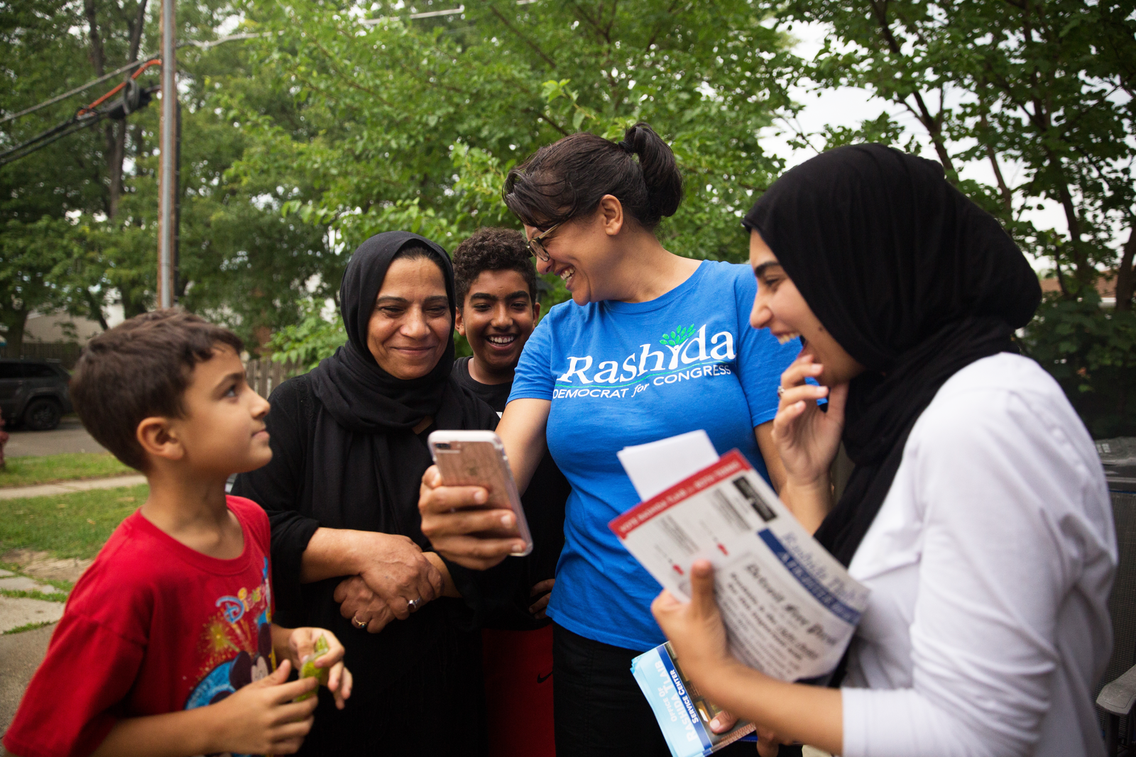 Rashida Tlaib with community members