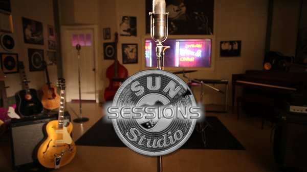 Sun Studio Sessions logo in front of picture of studio