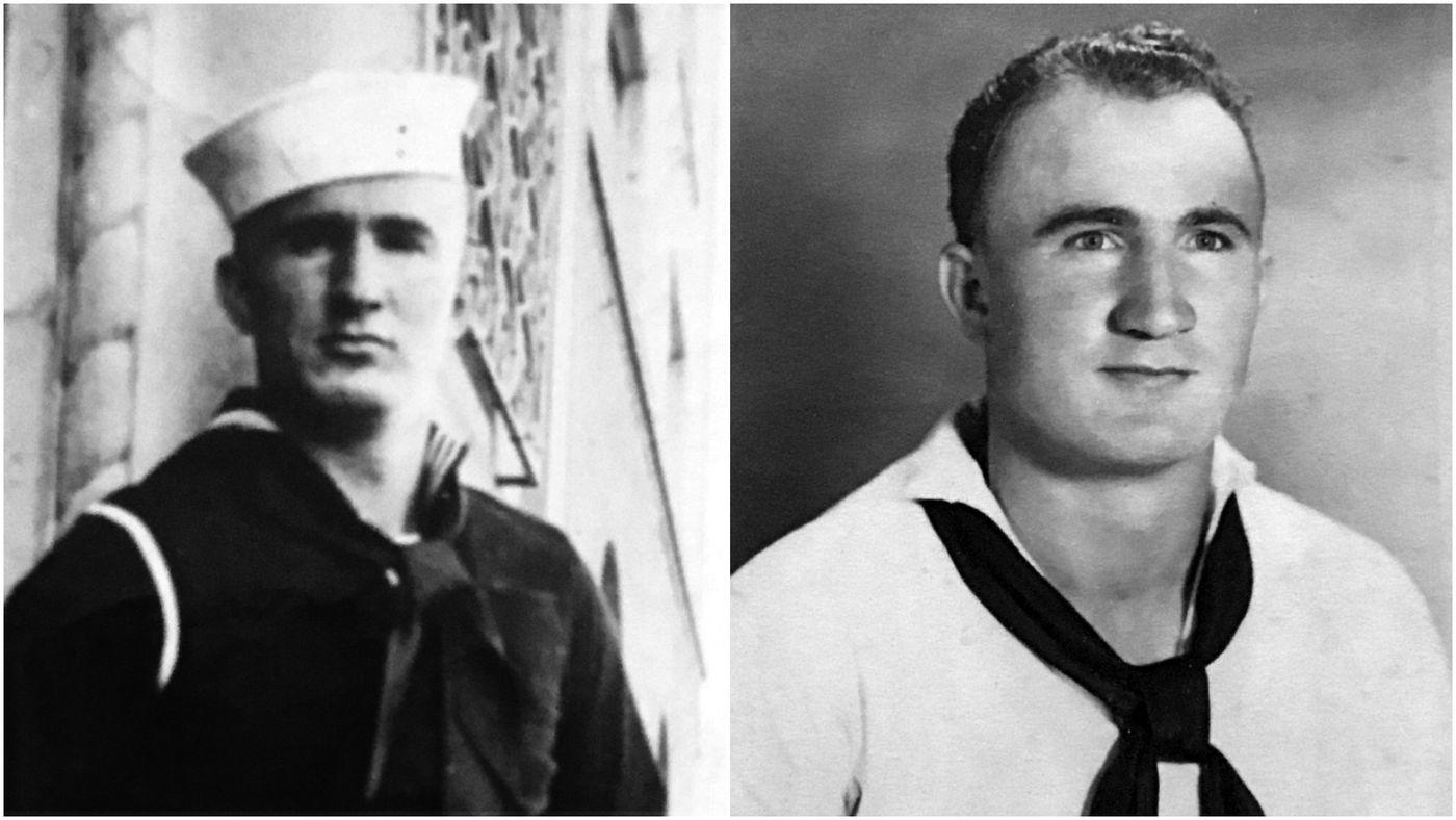 Photos of sailor Joe George in uniform.