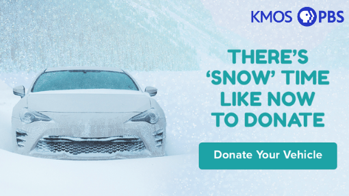 photo of a car in snow with text "There's 'snow' time like now to donate" "Donate Your Vehicle"