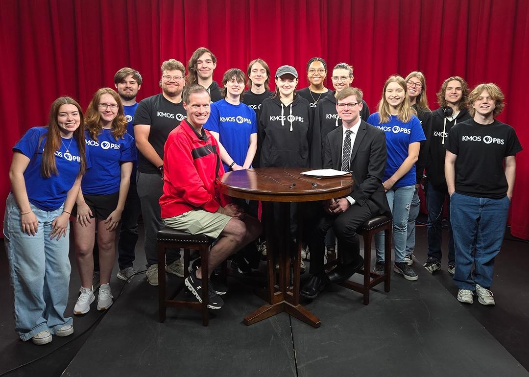 A group of UCM students in the recording studio.