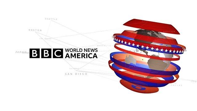 BBC World News America with a graphic of a globe