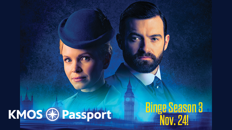 Miss Scarlet and the Duke with Passport logo, and Binge Season 3