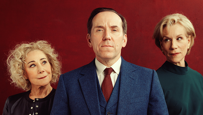 Actor Ben Miller as Professor T, alongside co-stars actresses Juliet Stevenson and Zoe Wanamaker.