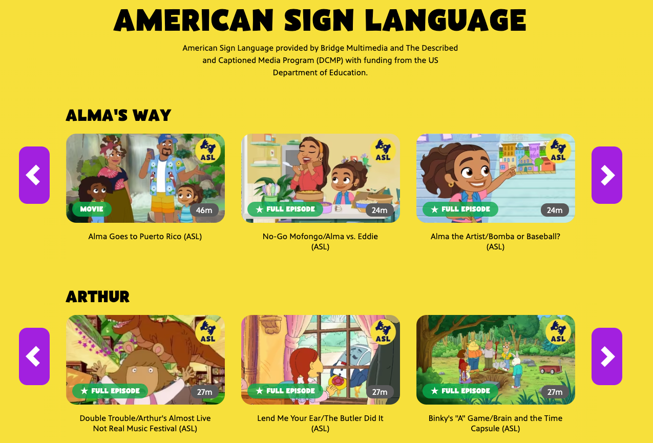 ASL for PBS KIDS shows