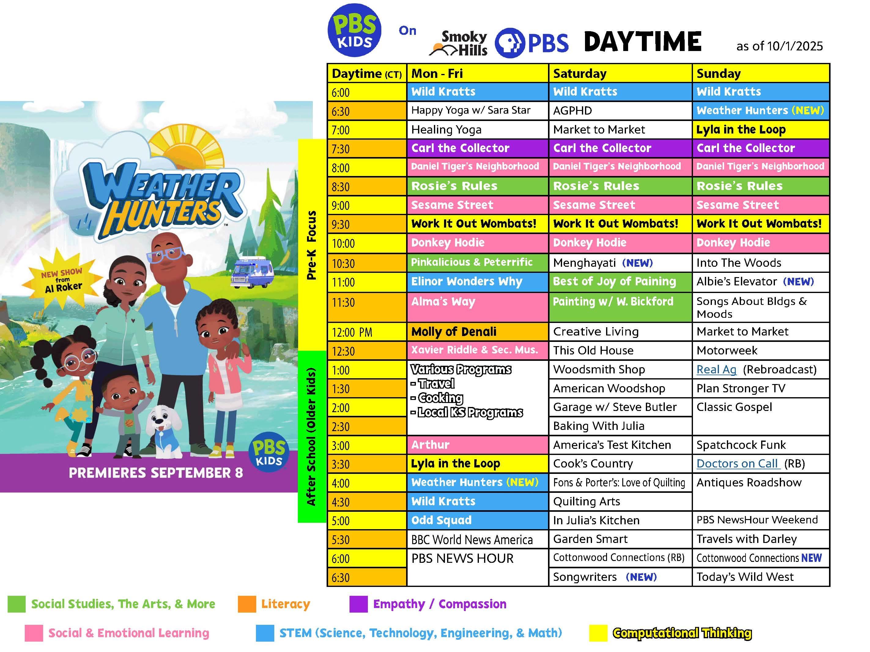 Daytime Schedule for Smoky Hills PBS