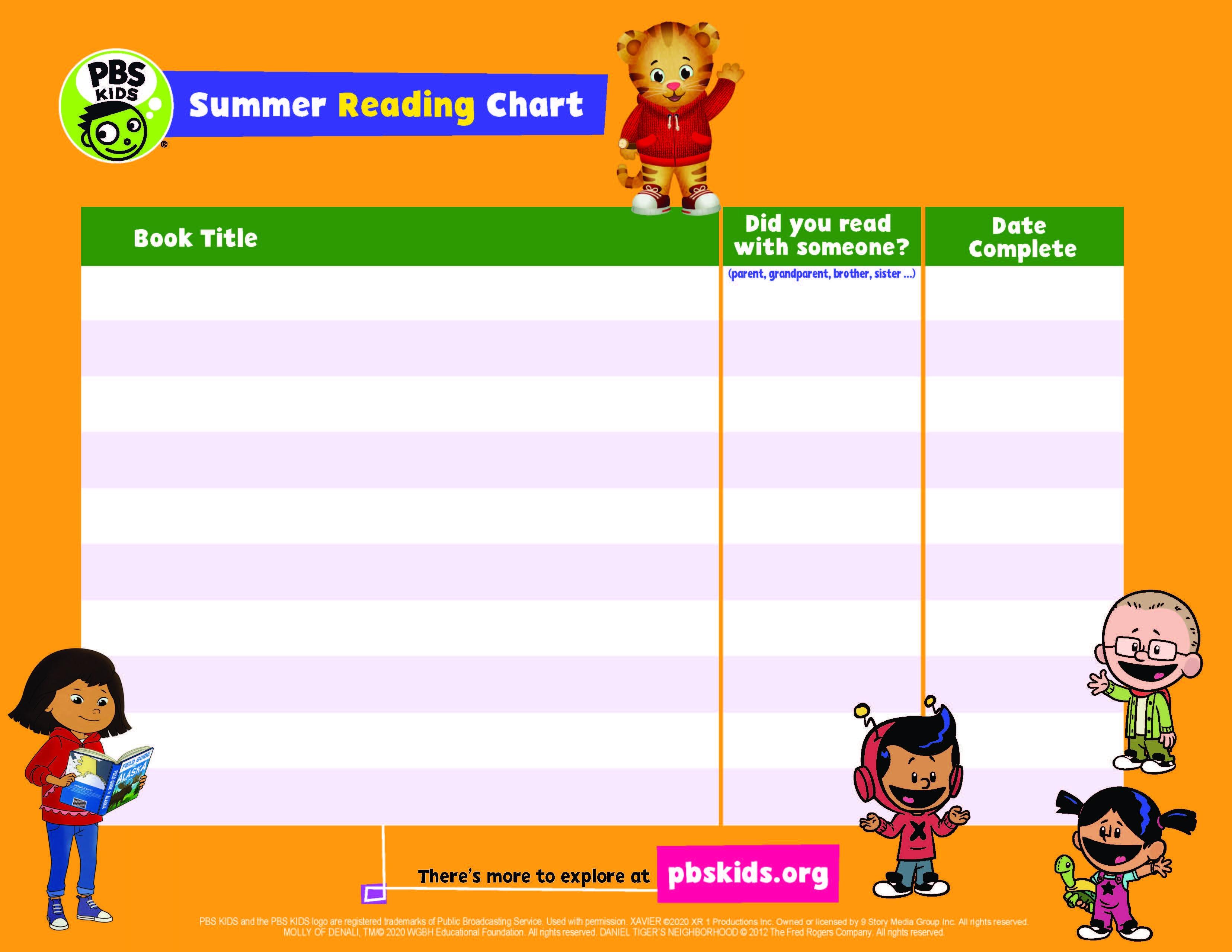 PBS KIDS Summer Reading Chart