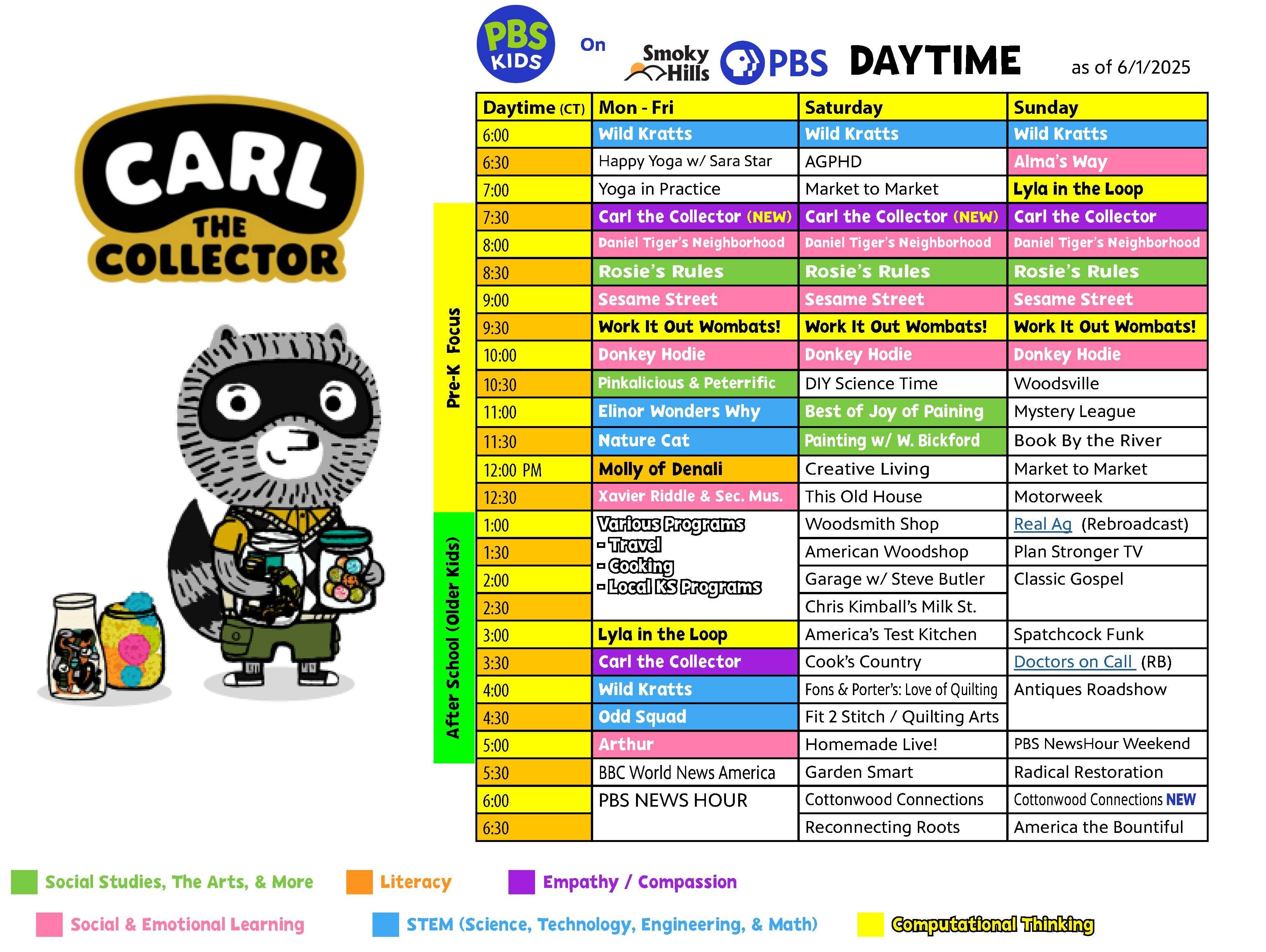 Daytime Schedule for Smoky Hills PBS