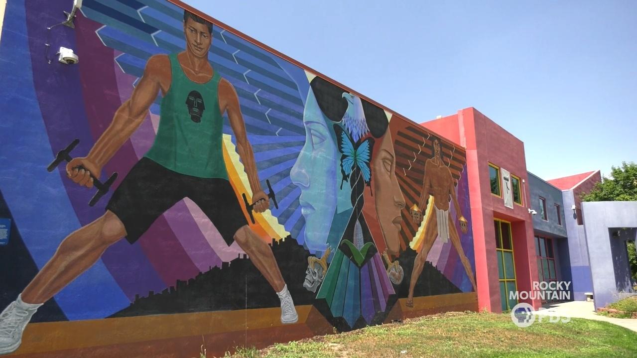 “La Alma,” painted by Emanuel Martinez in 1978, is a mural on an exterior wall of La Alma Recreation Center at 11th and Mariposa. It is now considered endangered by the National Trust for Historic Preservation.