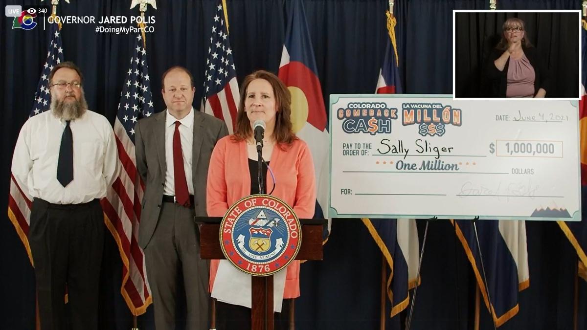 Sally Sliger is the first winner of the Colorado Comeback Cash drawing