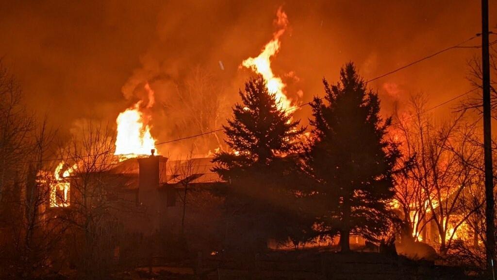 Marshall Fire in Boulder County, Colorado. Hundreds of homes were destroyed and millions of people evacuated from their homes.