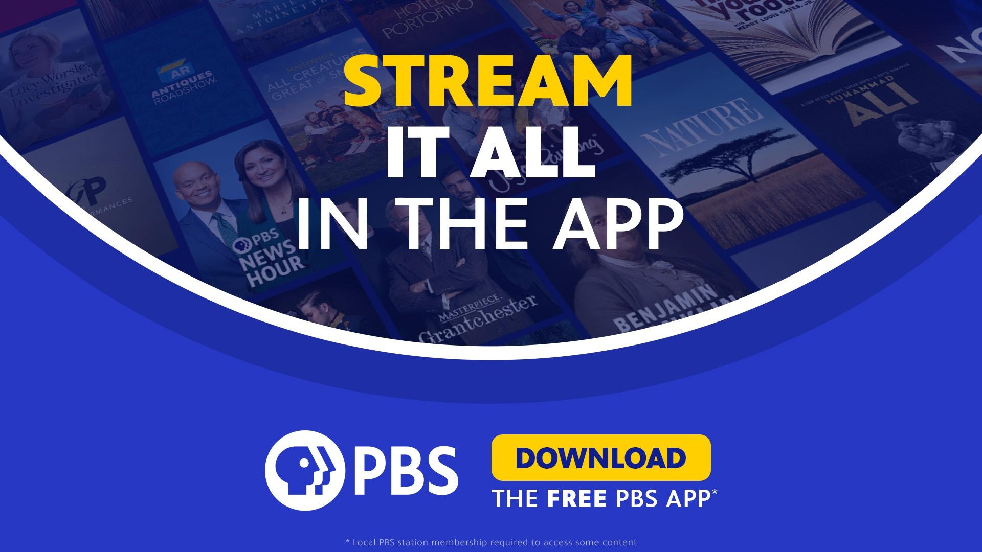 Stream is all in the app - download the free PBS app