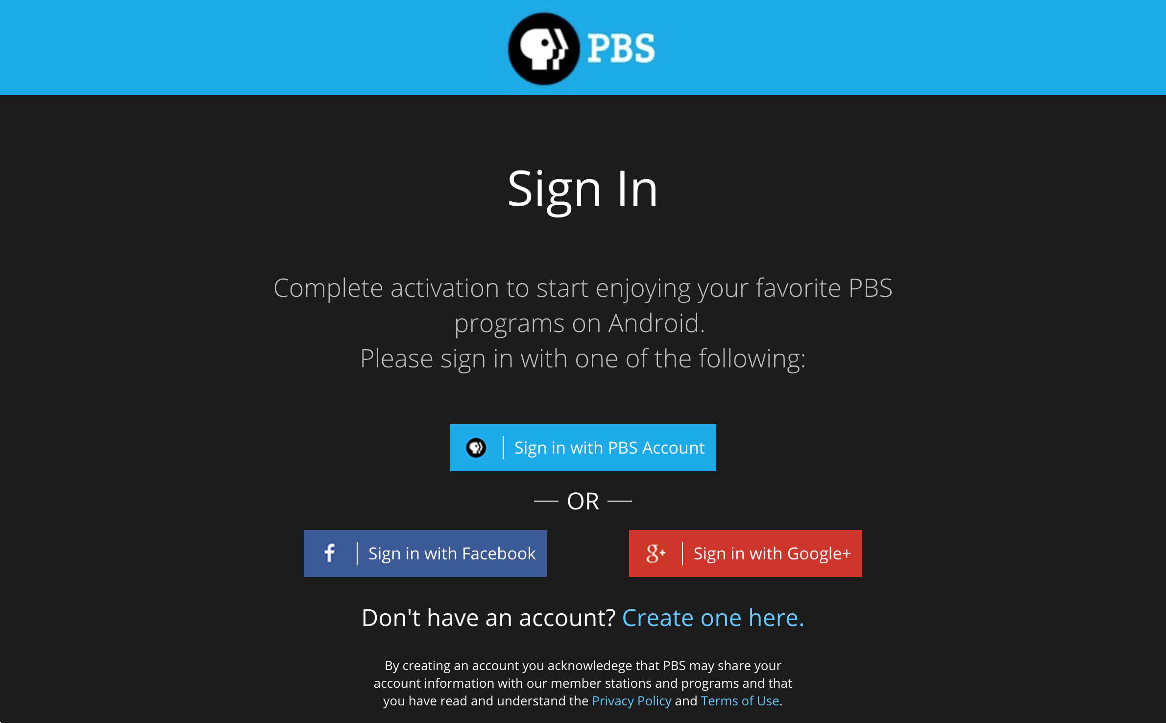 Sign in to your PBS account
