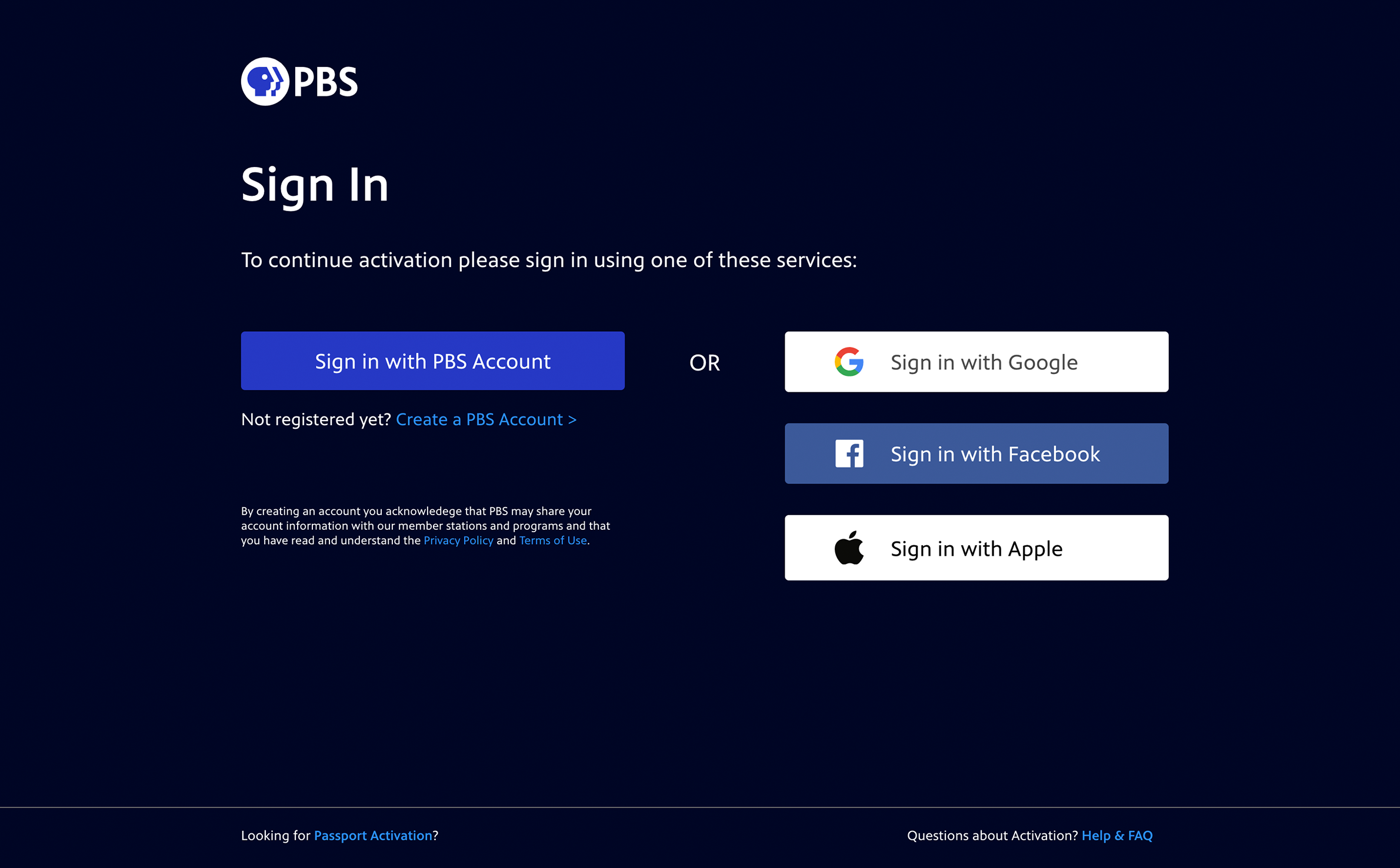 Sign in to your PBS account