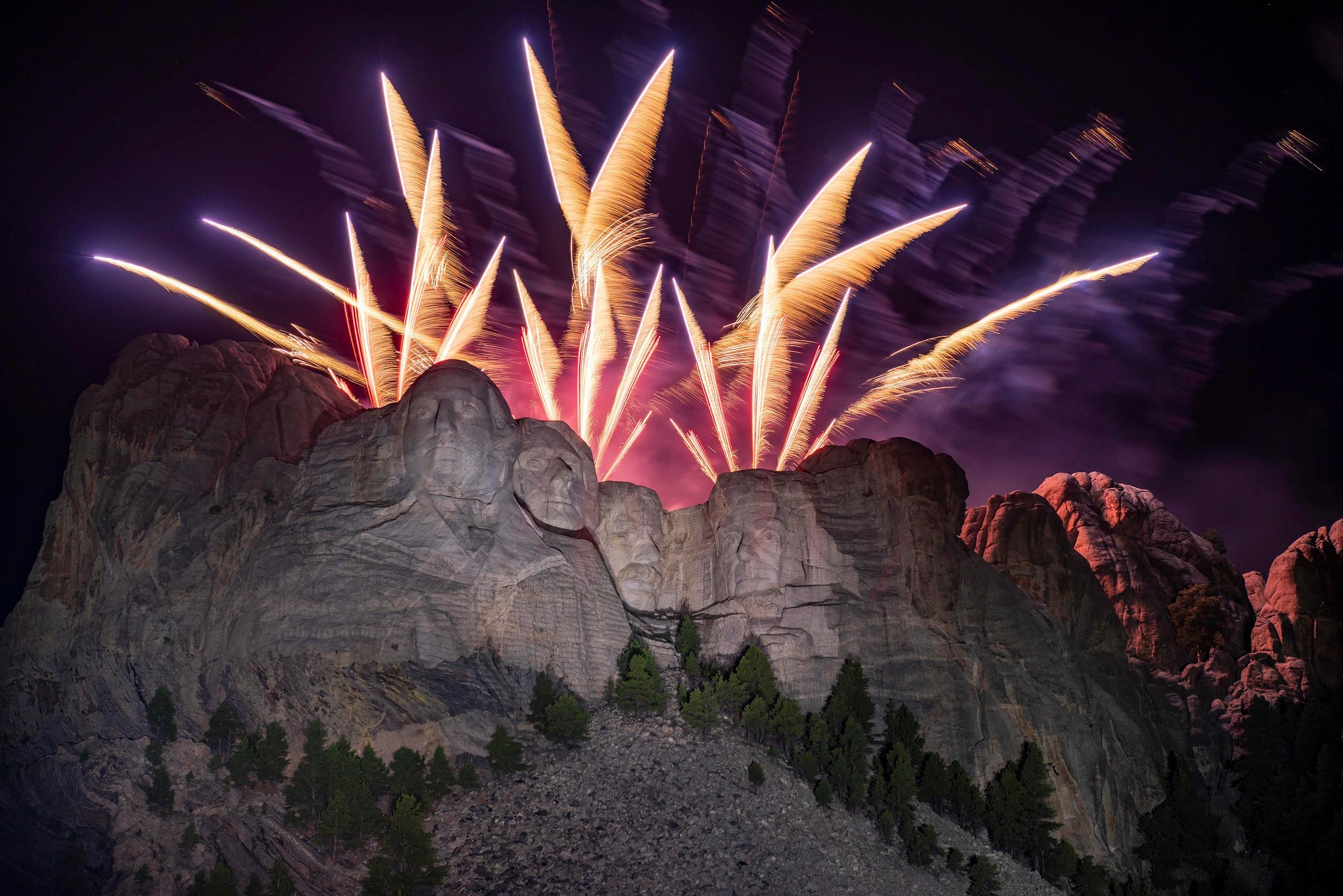 Fireworks over Mount Rushmore on July 3, 2020.