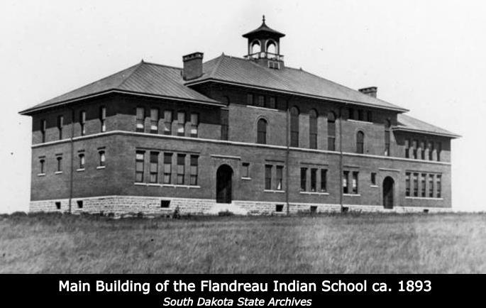 Archival photo of the Flandreau Indian School, 1893. 