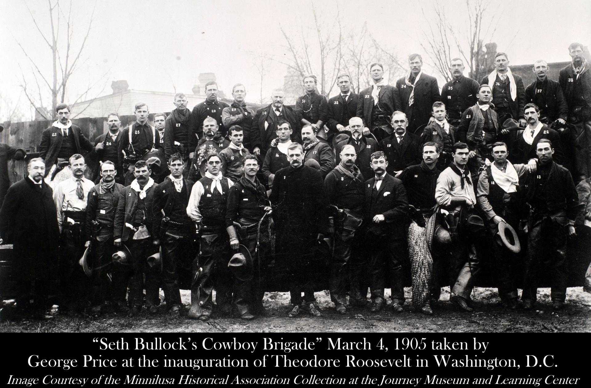Archival photo taken in 1905 of Seth Bullock's Brigade. 