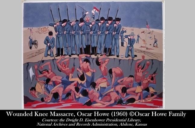 Wounded Knee Massacre painting by Oscar Howe. 