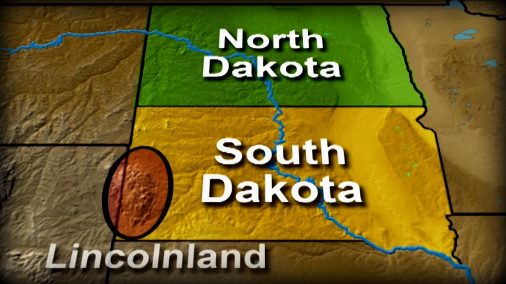 Map of North and South Dakota and the proposed Lincolnland, in present-day Black Hills.