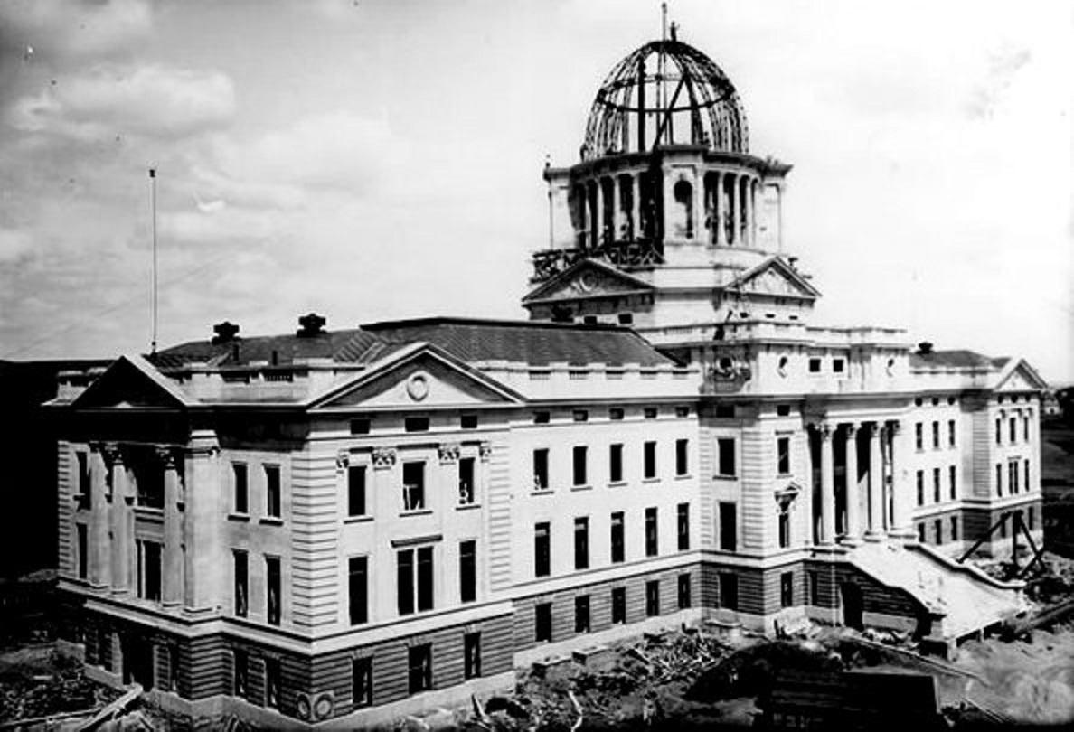 South Dakota State Capitol Building during construction. 