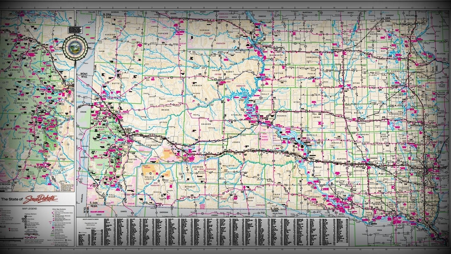 State of South Dakota Map.